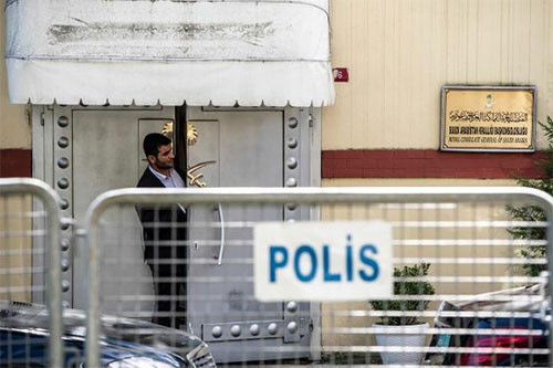 entrada del consulado de Arabia Saudí en Estambul Jashoggi fue asesinado por orden de la monarquía saudí, según Turquía